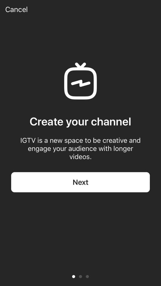 Screenshot of on Sharing a video on IGTV user flow