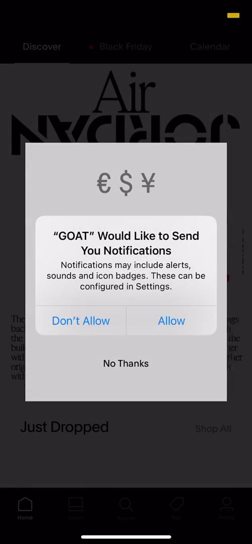 Goat enable notifications screenshot