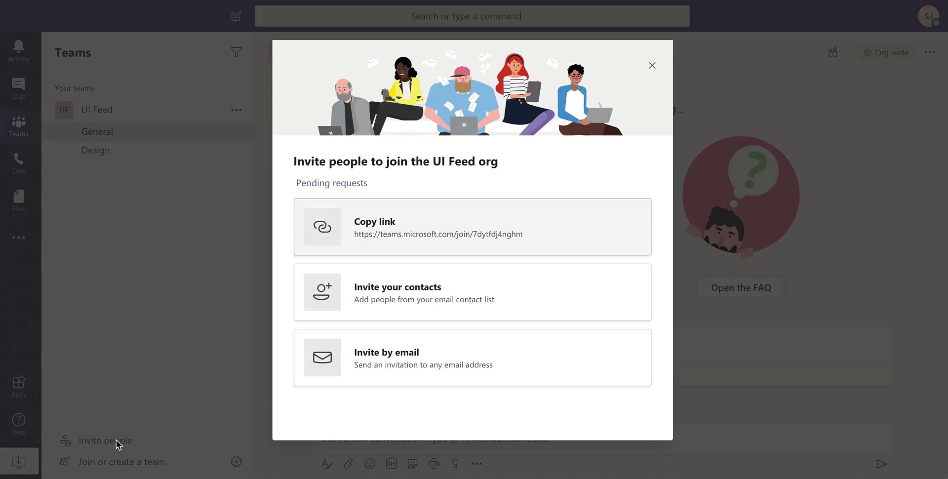 Screenshot of Invite people on Inviting people on Microsoft Teams user flow
