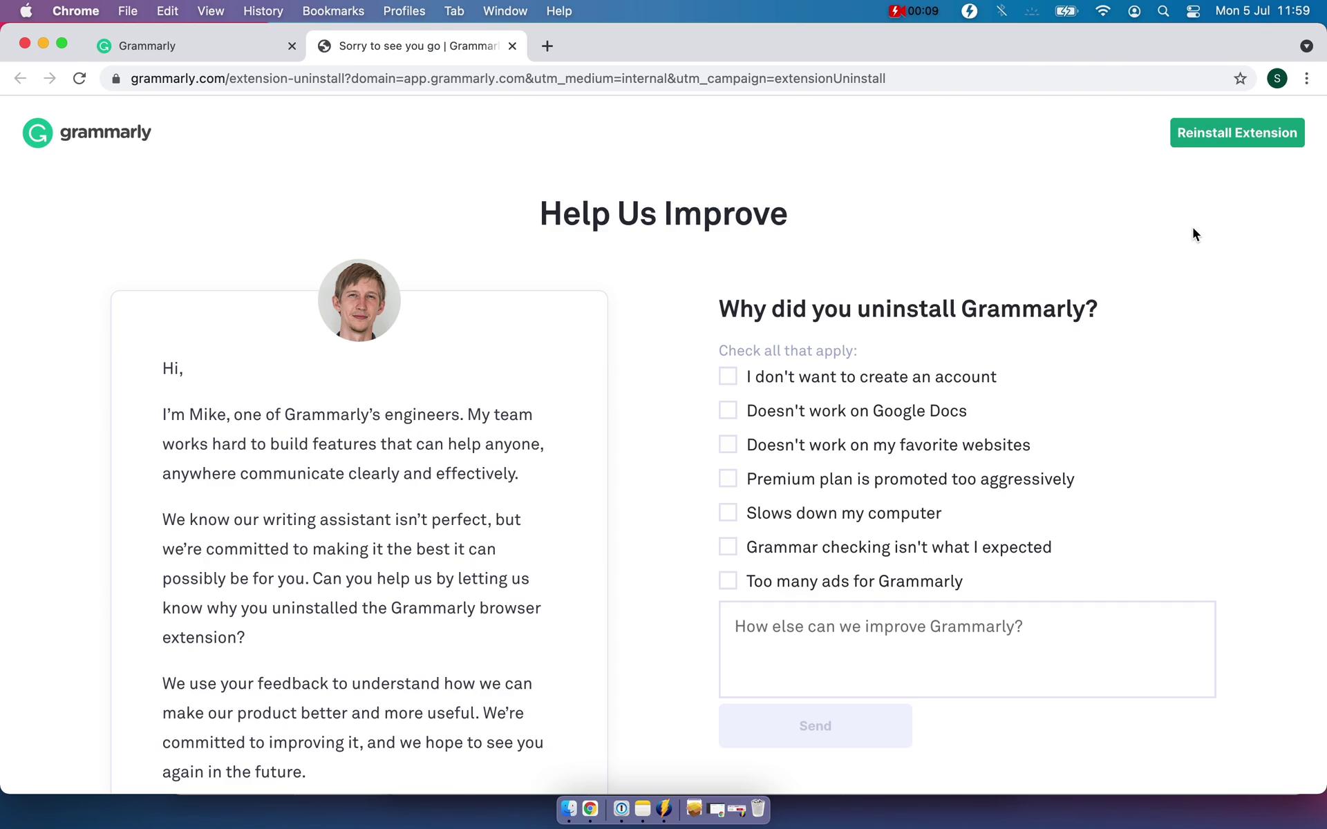 Uninstalling plugin on Grammarly video thumbnail