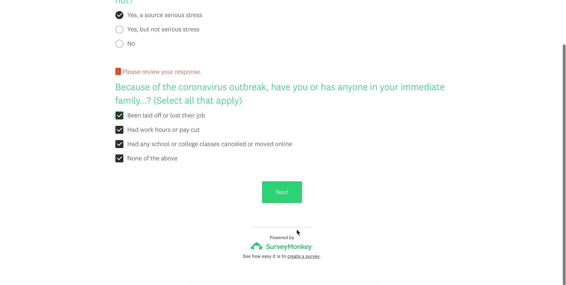 Filling in a form screenshot