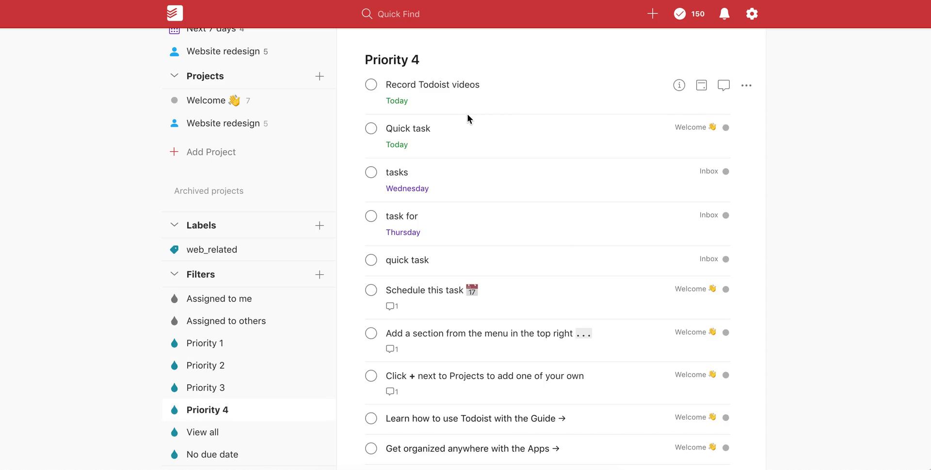 Tasks screenshot