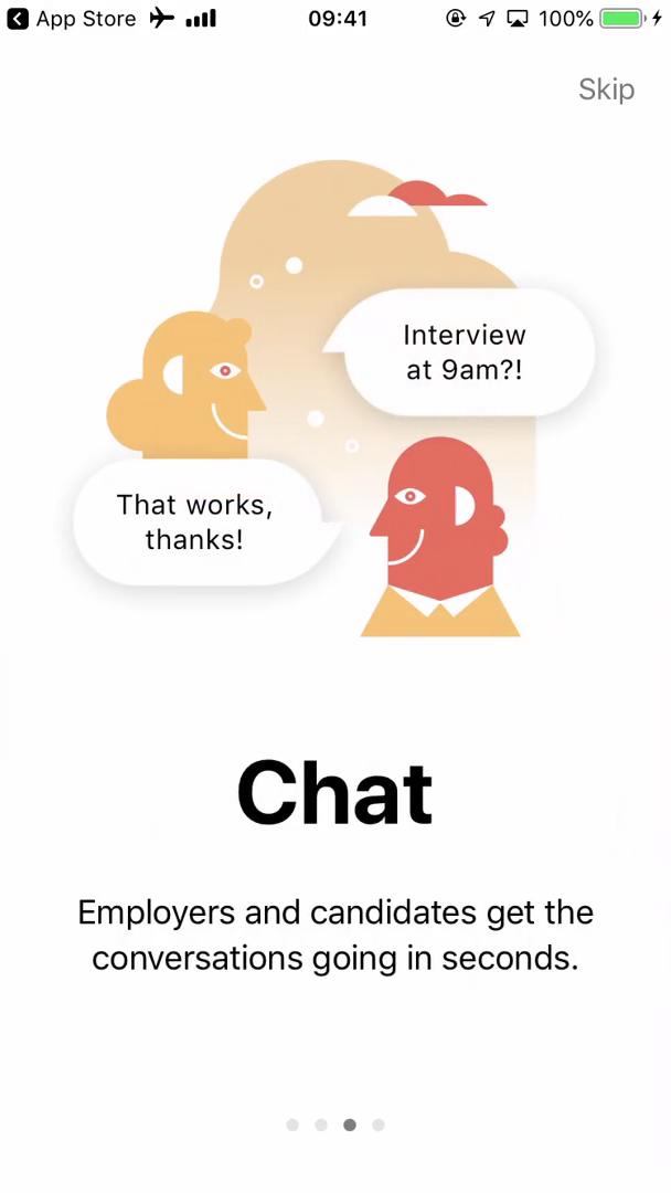 Job Today introduction slides screenshot