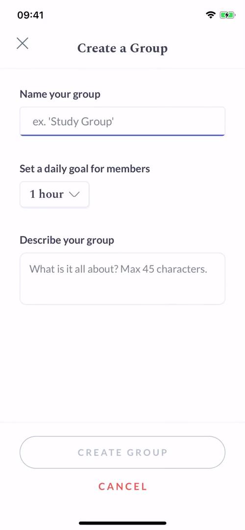 Screenshot of Create group on Creating a group on Flipd user flow