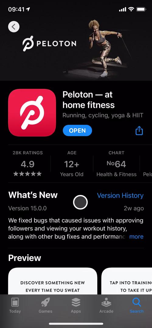 Peloton app store listing screenshot