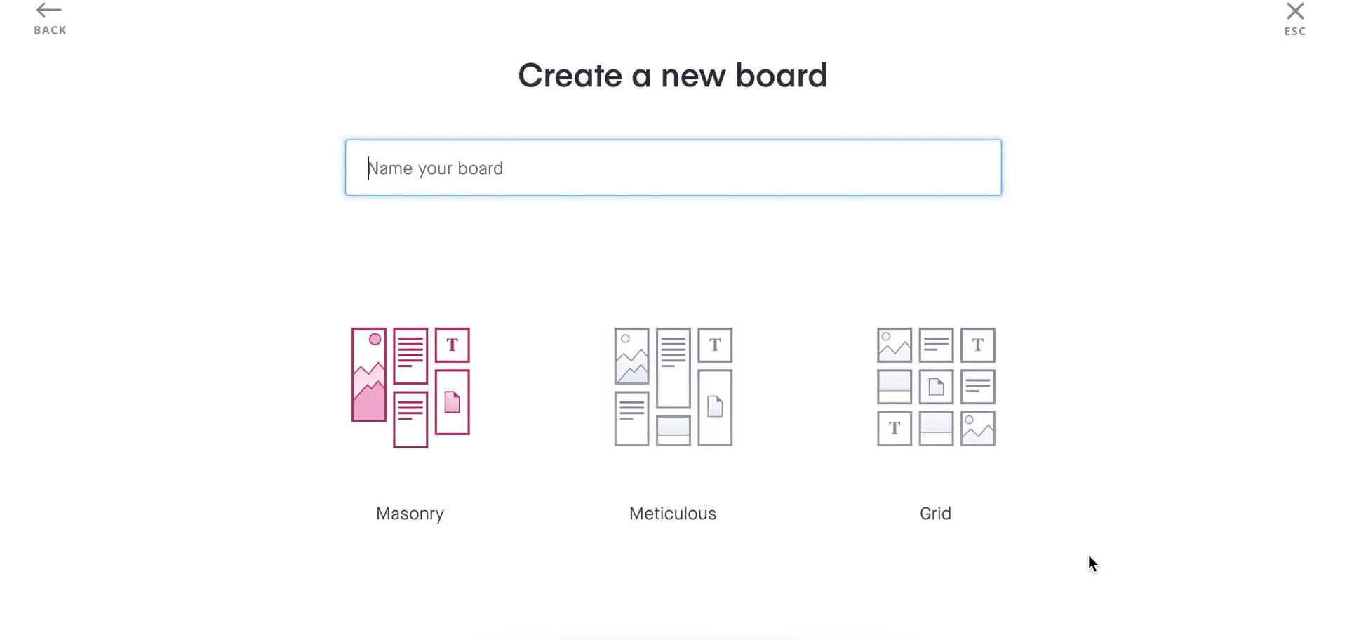 Screenshot of Create board on Creating a board on InVision user flow