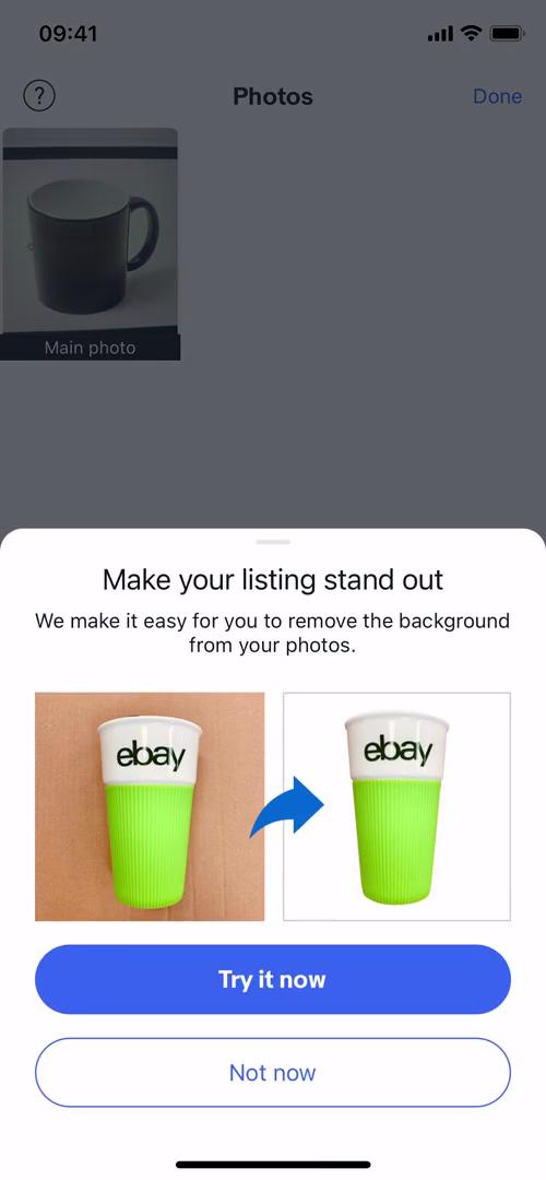 Listing a product screenshot