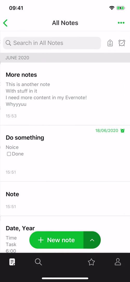 Screenshot of Notes on Sharing on Evernote user flow
