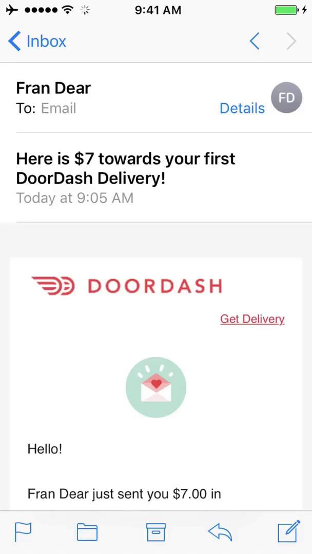 Screenshot of on Invite code redeeming on DoorDash user flow