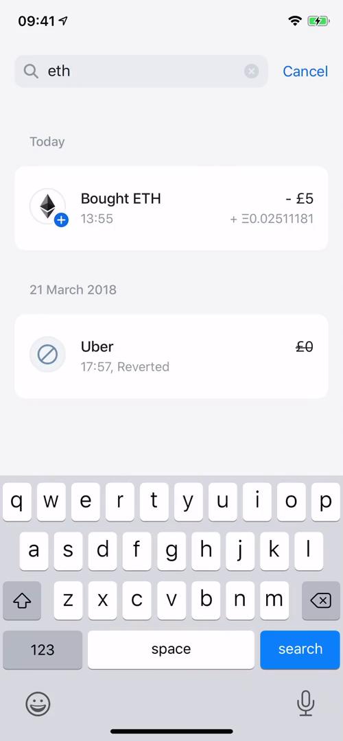 Screenshot of Search results on Searching on Revolut user flow