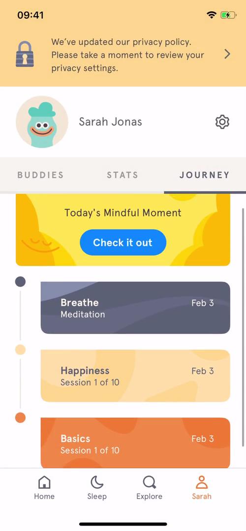 Activity feed on Headspace video thumbnail