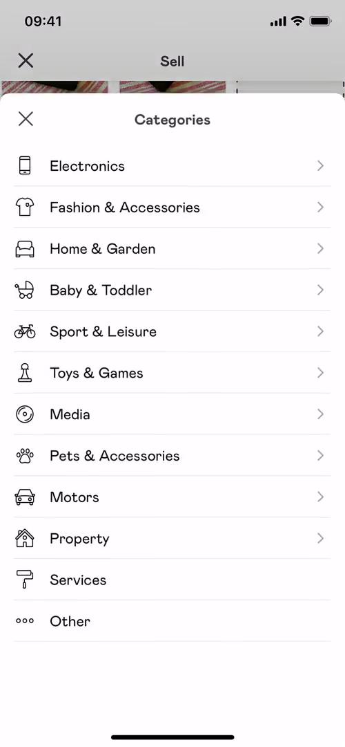 Listing a product screenshot