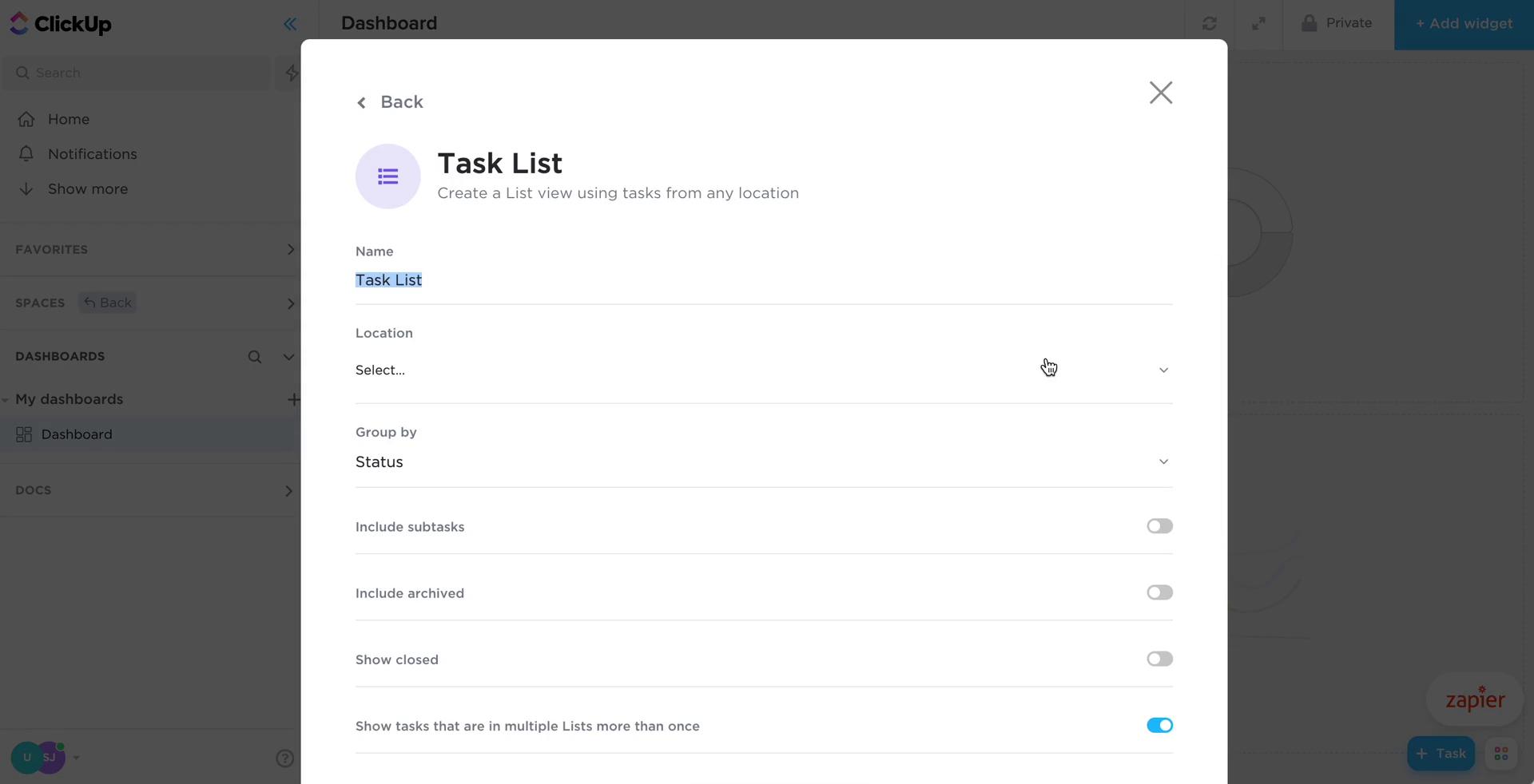 Tasks screenshot