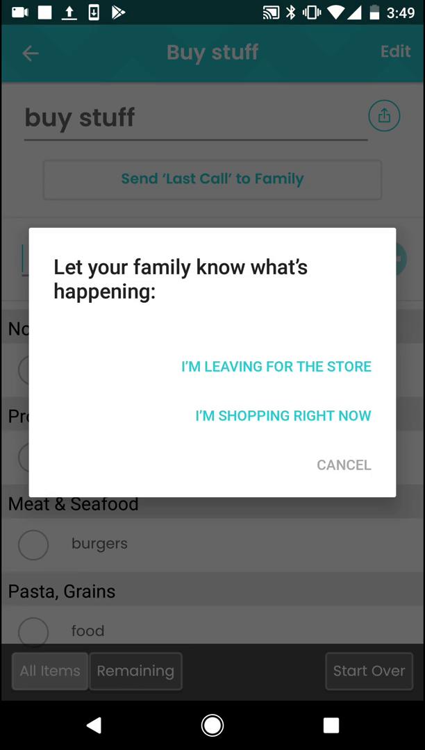 Shopping list screenshot