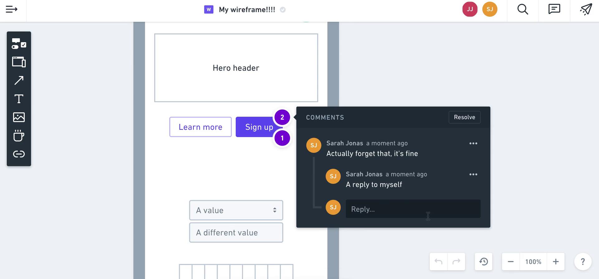 Commenting screenshot