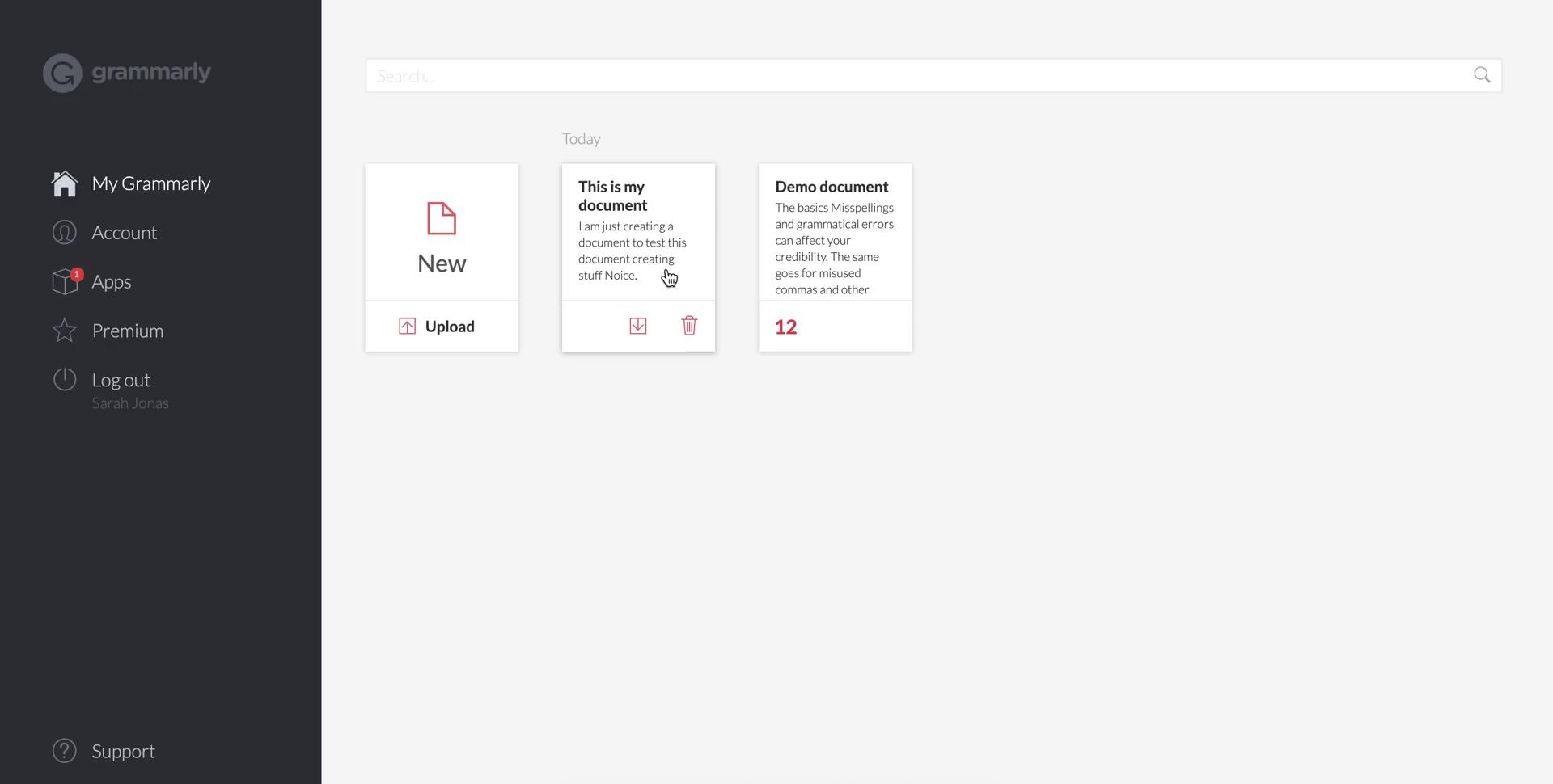 Screenshot of Home on Setting goals on Grammarly user flow
