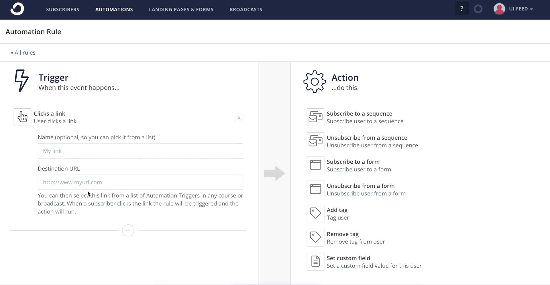 Creating an automation workflow screenshot