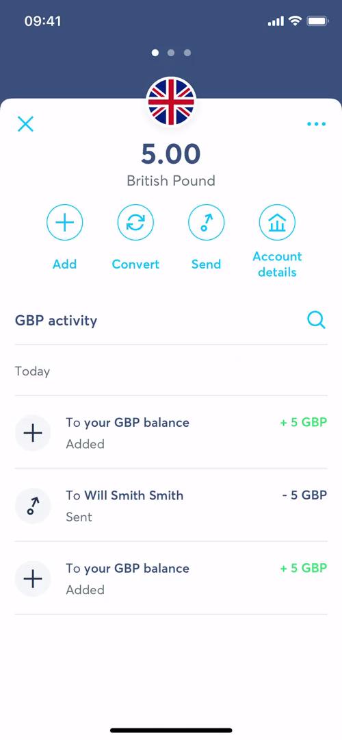 Screenshot of Balance on Converting currency on Wise user flow