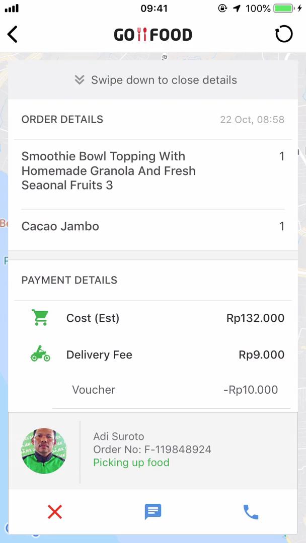 Ordering food screenshot