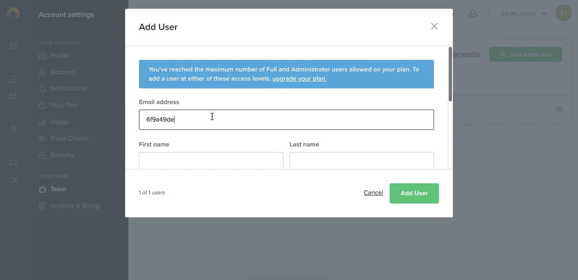 Screenshot of on Inviting people on Litmus user flow