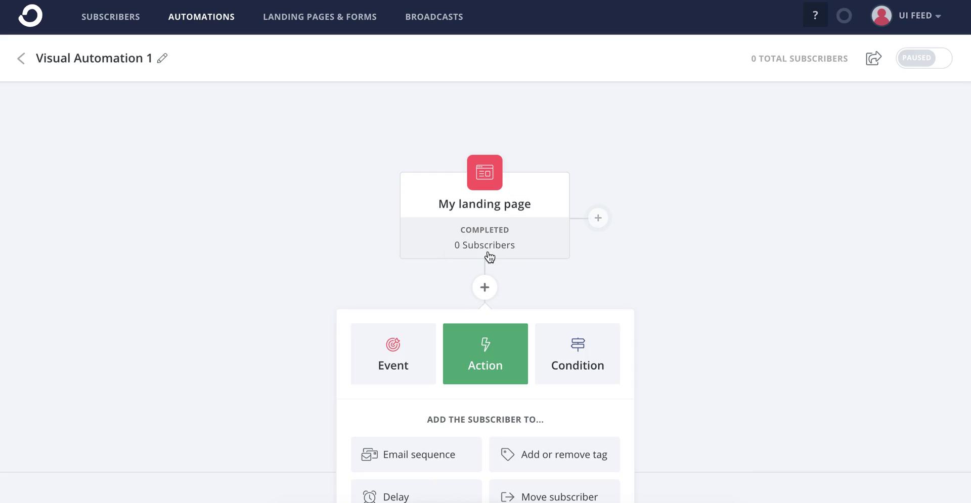 Creating an automation workflow screenshot