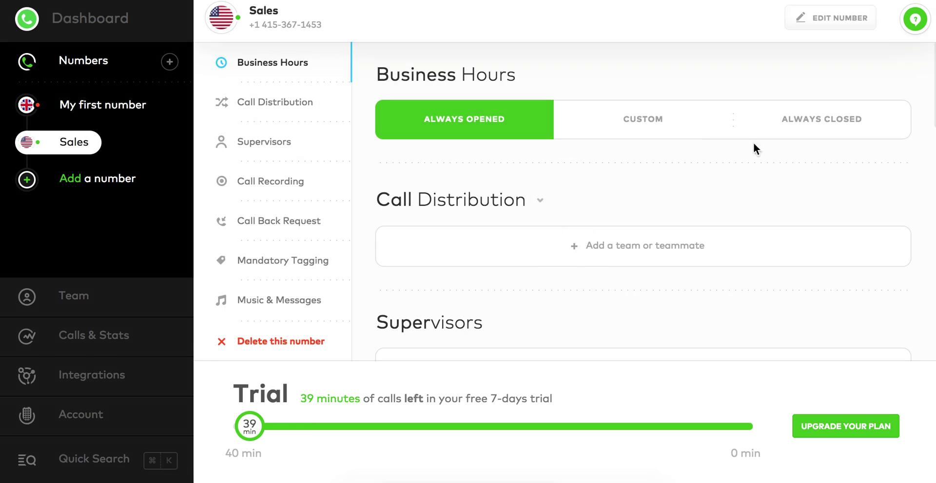 Screenshot of on General browsing on Aircall user flow