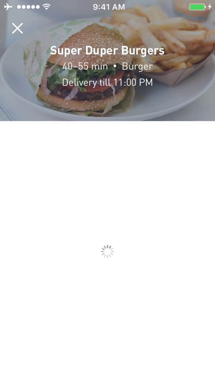 Ordering food screenshot