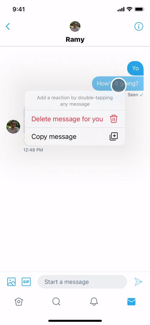 Sending messages screenshot