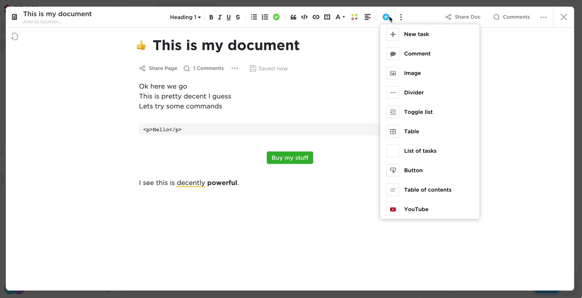 Creating a document screenshot