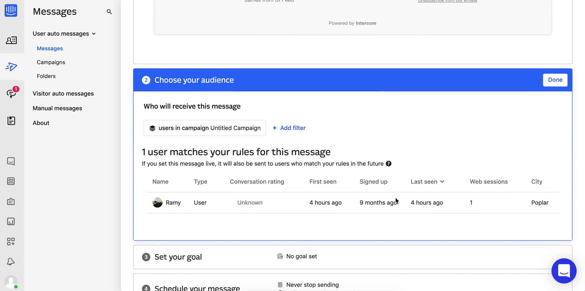 Creating an email campaign screenshot