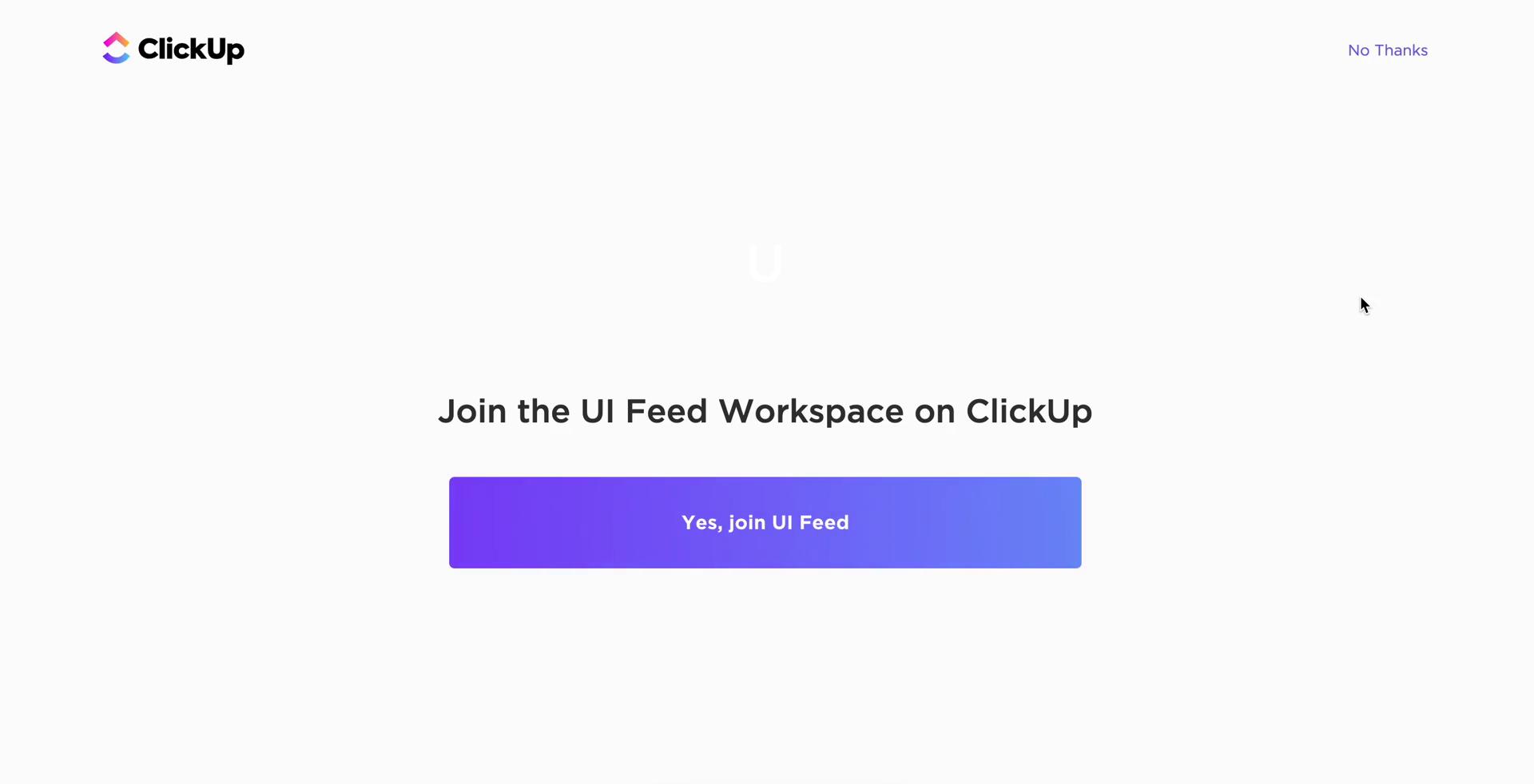 Screenshot of on Accepting an invite on ClickUp user flow