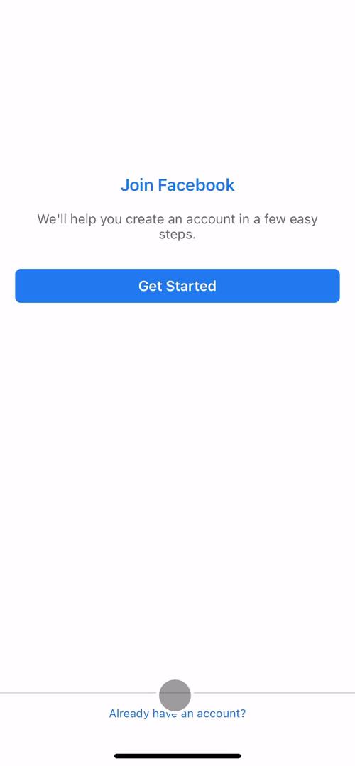 Facebook create account screenshot