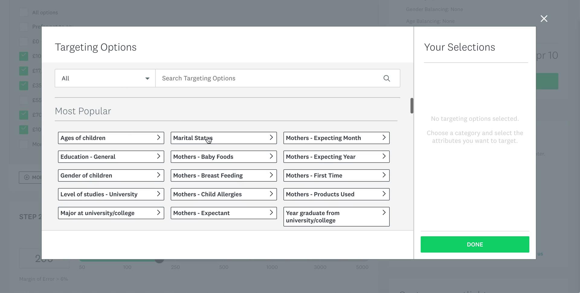 Setting target audience on SurveyMonkey video thumbnail