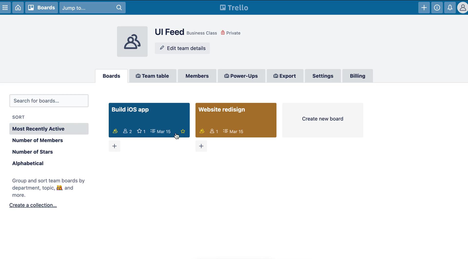 Screenshot of Boards on Creating an automation workflow on Trello user flow
