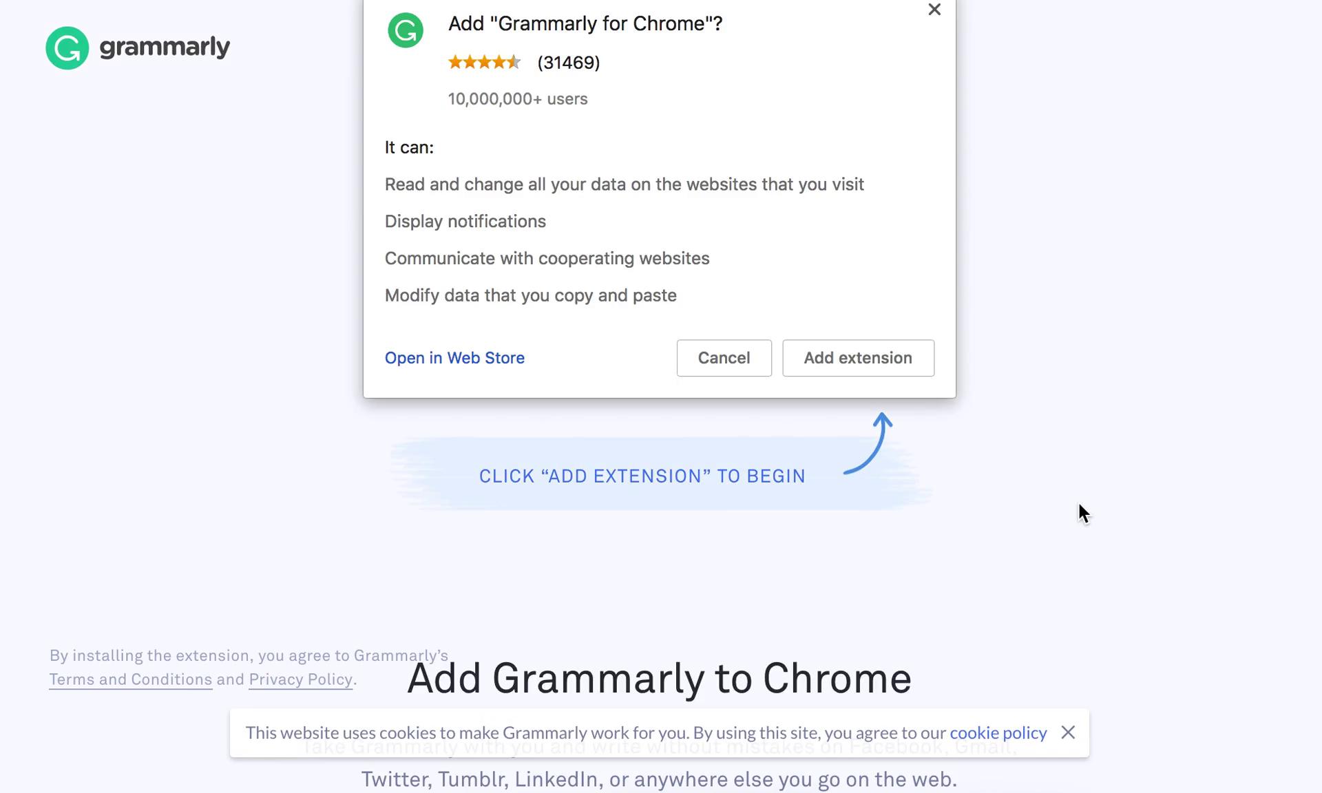 Screenshot of on Onboarding on Grammarly user flow