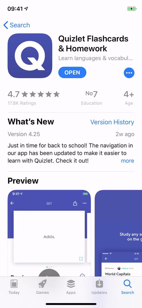 Quizlet app store listing screenshot