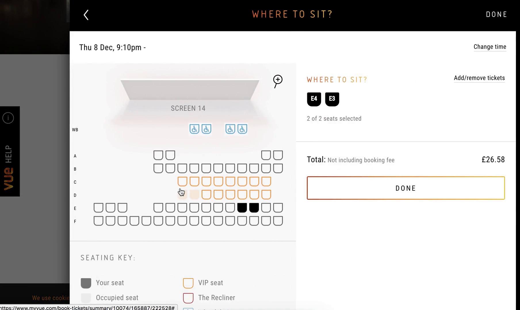 Buying a ticket screenshot