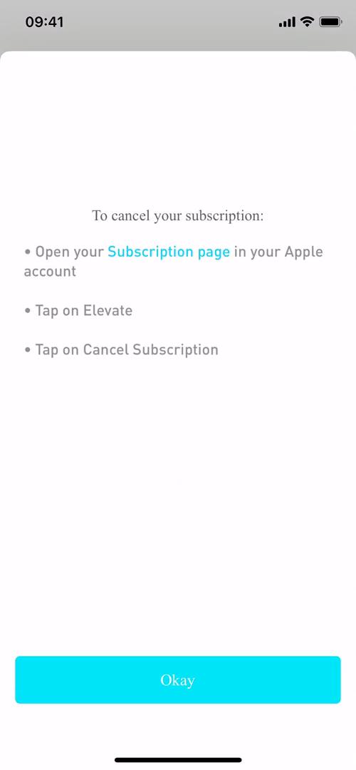 Cancelling your subscription screenshot