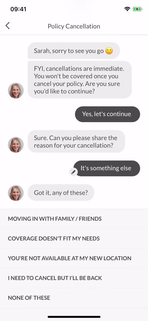 Cancelling your policy screenshot