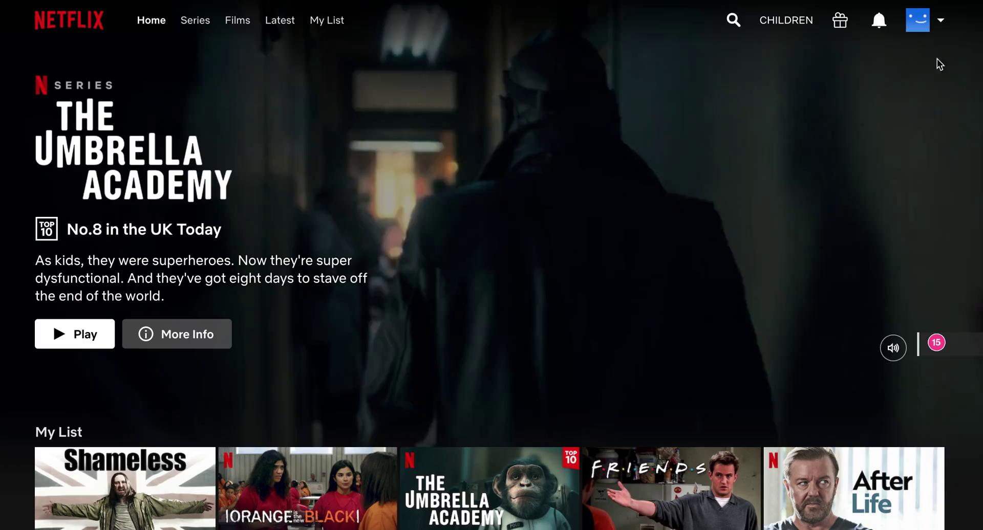 Screenshot of Home on Cancelling your subscription on Netflix user flow