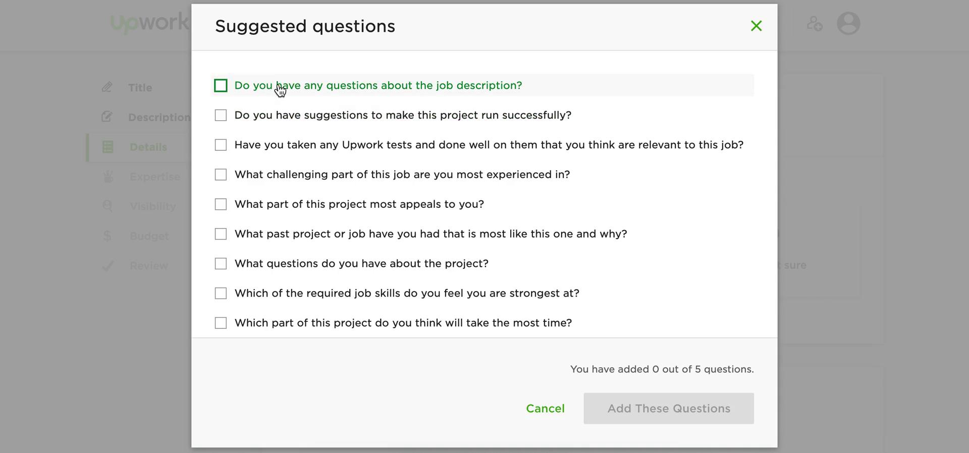 Creating a job post screenshot