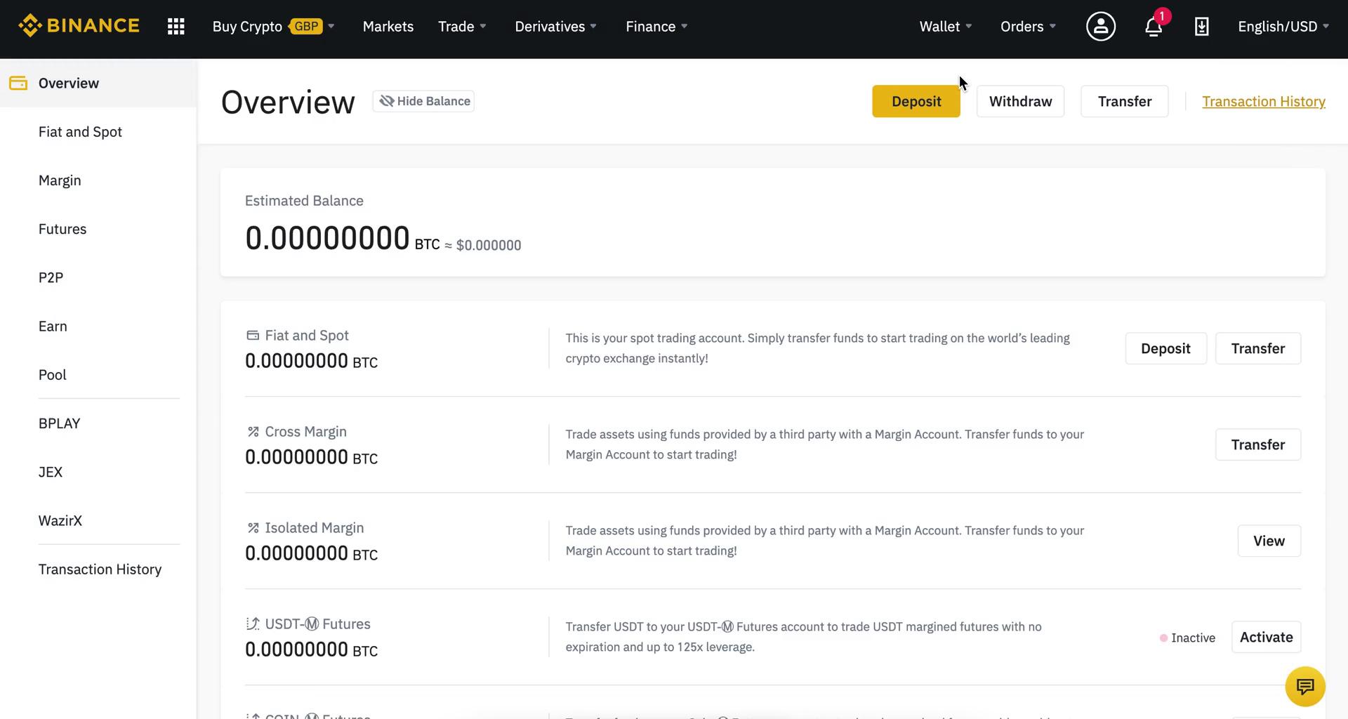 Binance wallet screenshot