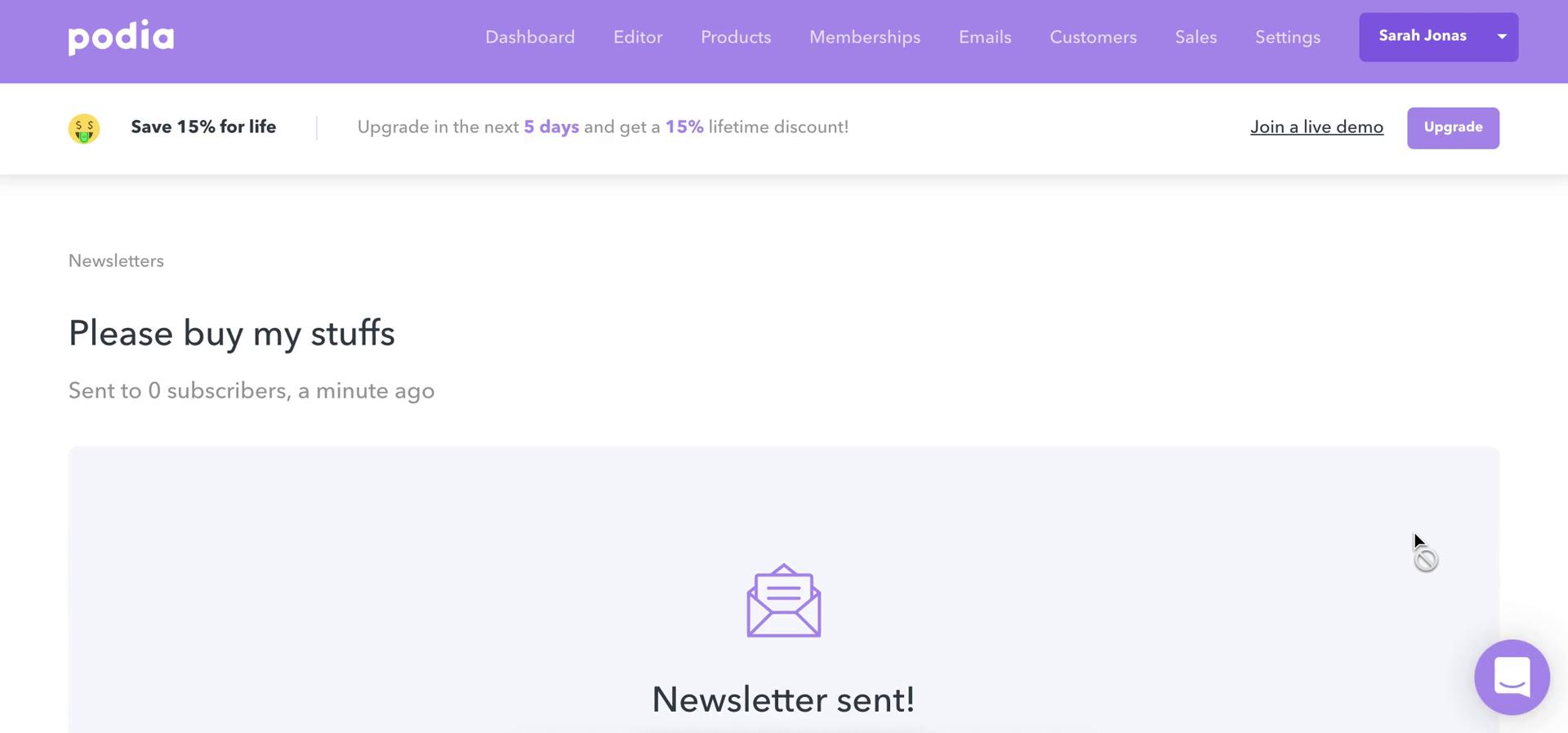 Creating an email campaign screenshot