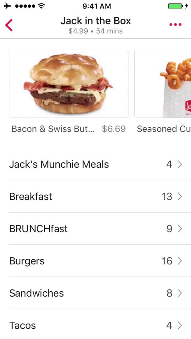 Screenshot of on Ordering food on DoorDash user flow