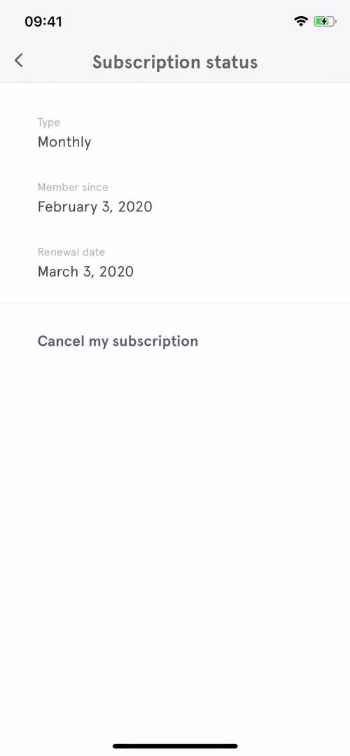 Cancelling your subscription screenshot