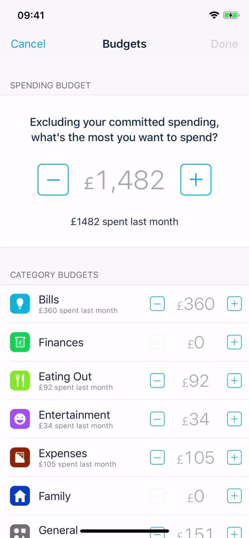 Creating a budget screenshot