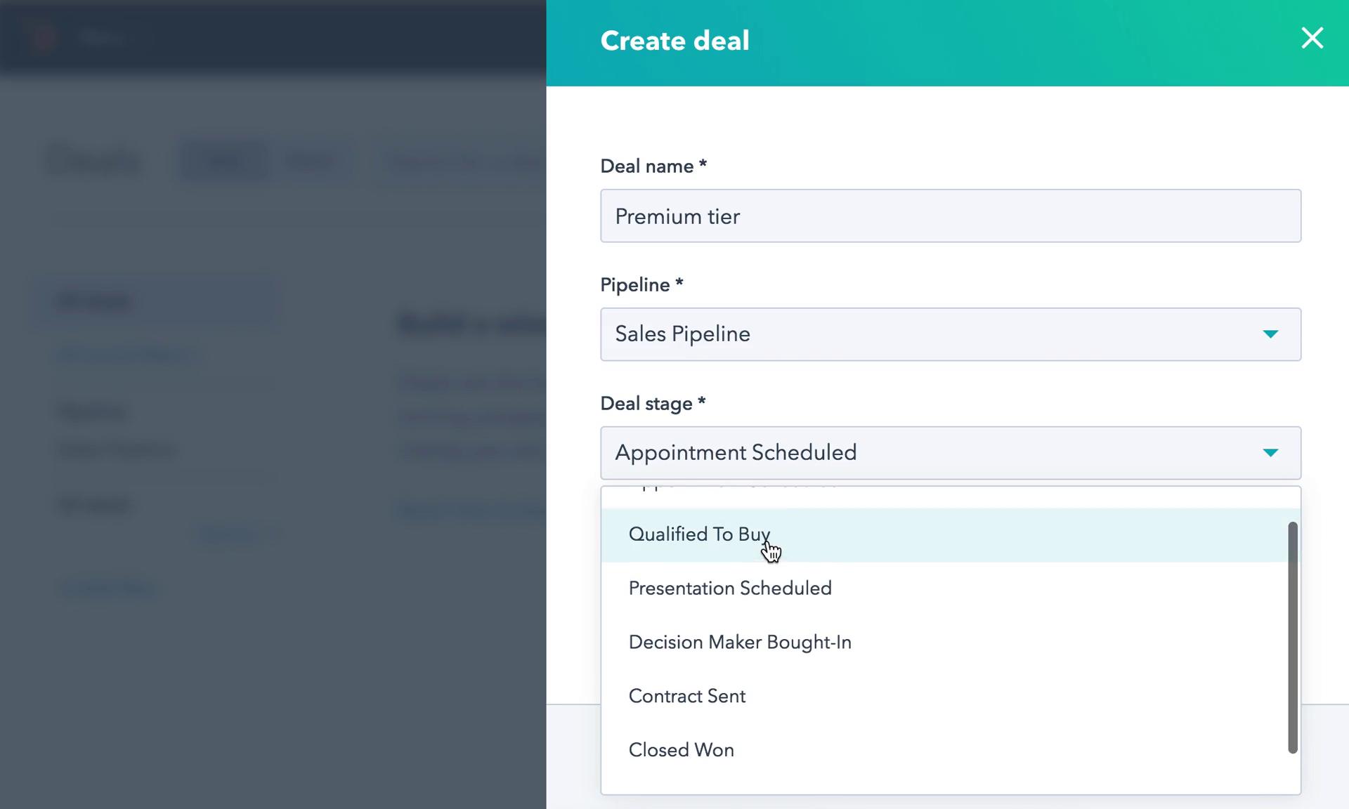 Adding a deal screenshot