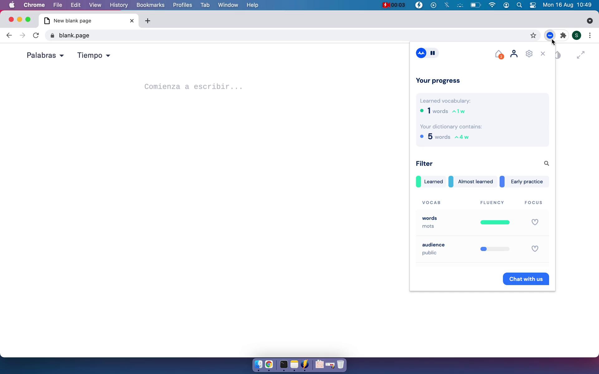 Screenshot of Progress on General browsing on Fluent user flow