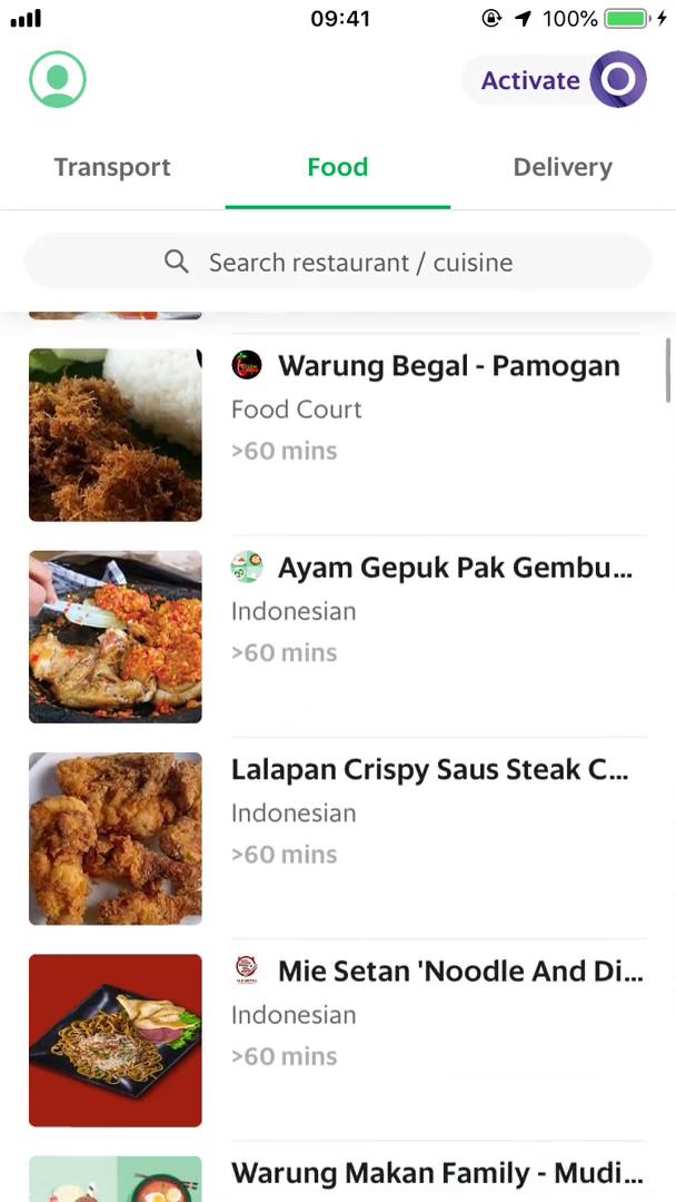 Ordering food screenshot