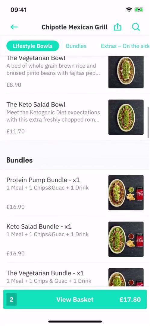 Ordering food screenshot